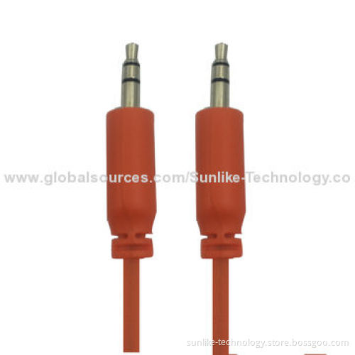 Audio Cable, Molding, Nickel-plated, Half-shiny, Half Matte, 3.5SP Male-to-male